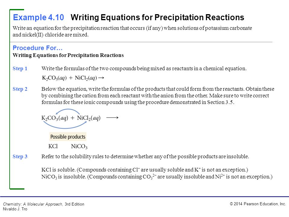 How to write a precipitation reaction equation